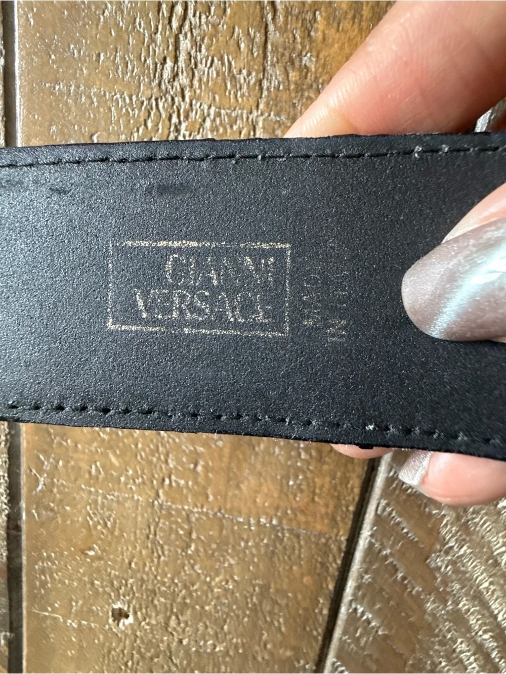 Vintage Gianni Versace Black Croc Alligator Embossed Leather Belt 42
